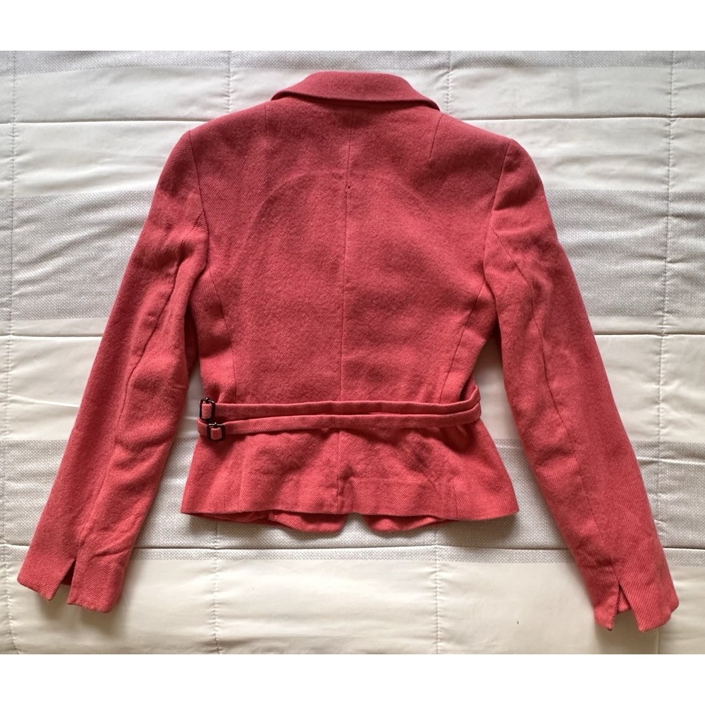 Akris Punto Coral Pink Wool Cashmere Blazer Jacket 4 Origami Pleated Buckle READ - Picture 2 of 14